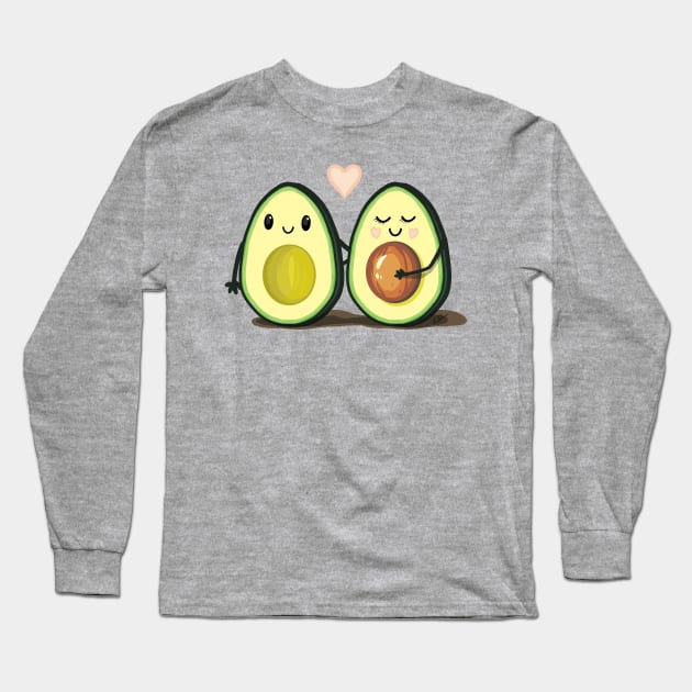 Two Halves Avocado Couple Long Sleeve T-Shirt by ElephantShoe